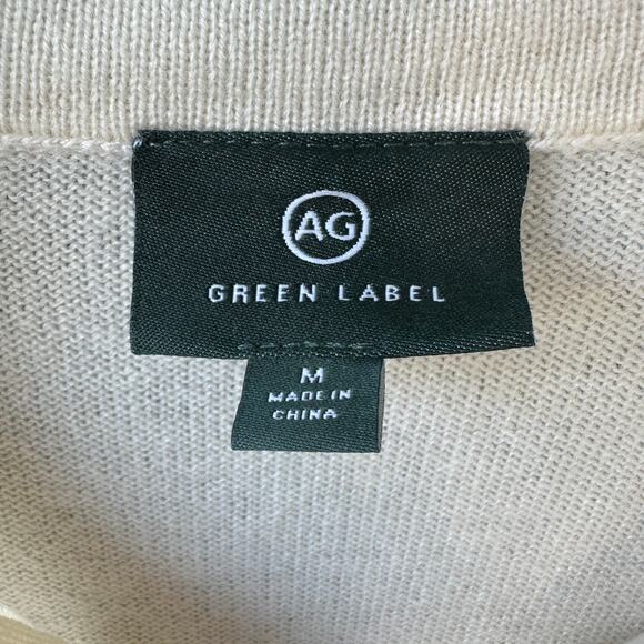 NWOT AG Green Label Half Zip Sweater M Cashmere Blend Cream Soft Luxury Knit - Picture 6 of 8
